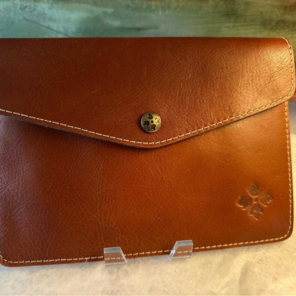 Patricia Nash Mini Brown Leather Envelope Clutch